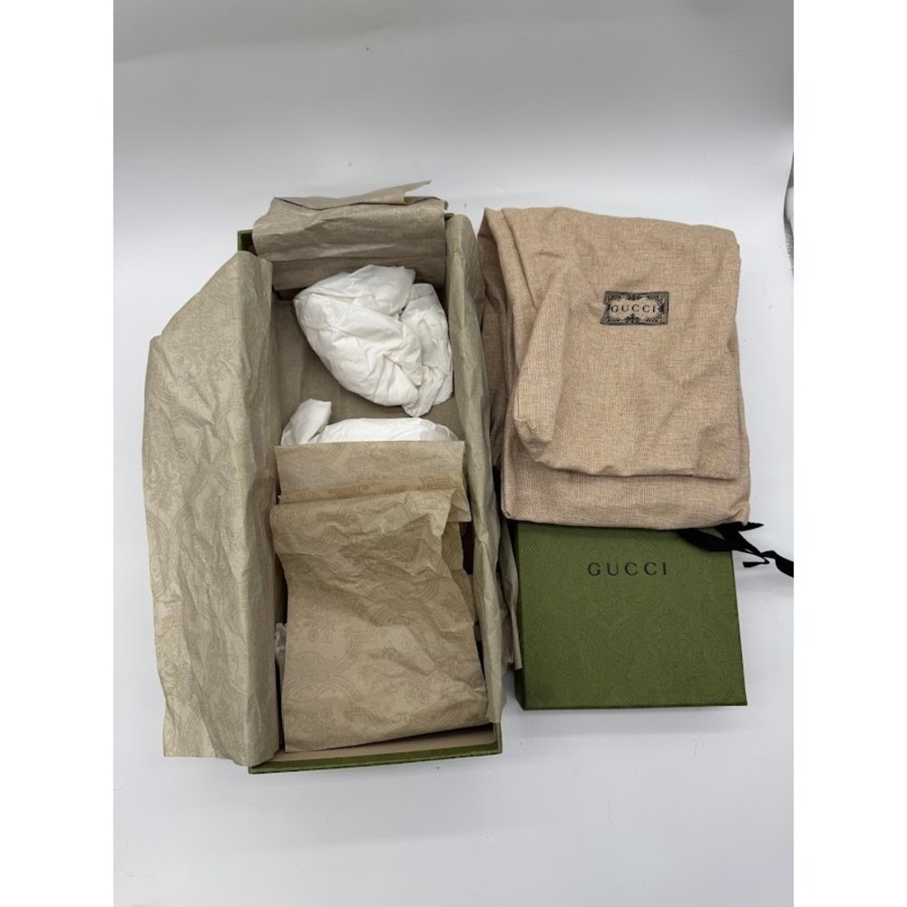 Gucci Green Embossed Damask Storage Box with Dust Bag and Accessories Set